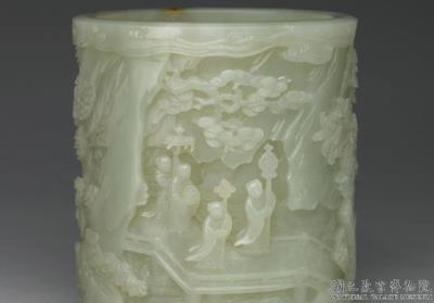 图片[3]-Jade brush holder with “Happiness, Longevity and Good Fortune” motif, Qing dynasty (1644-1911)-China Archive